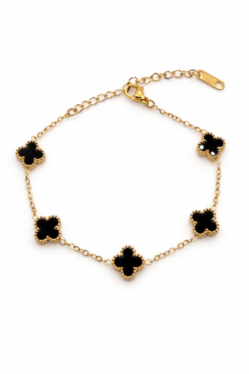 Gold & Black Clover Bracelet