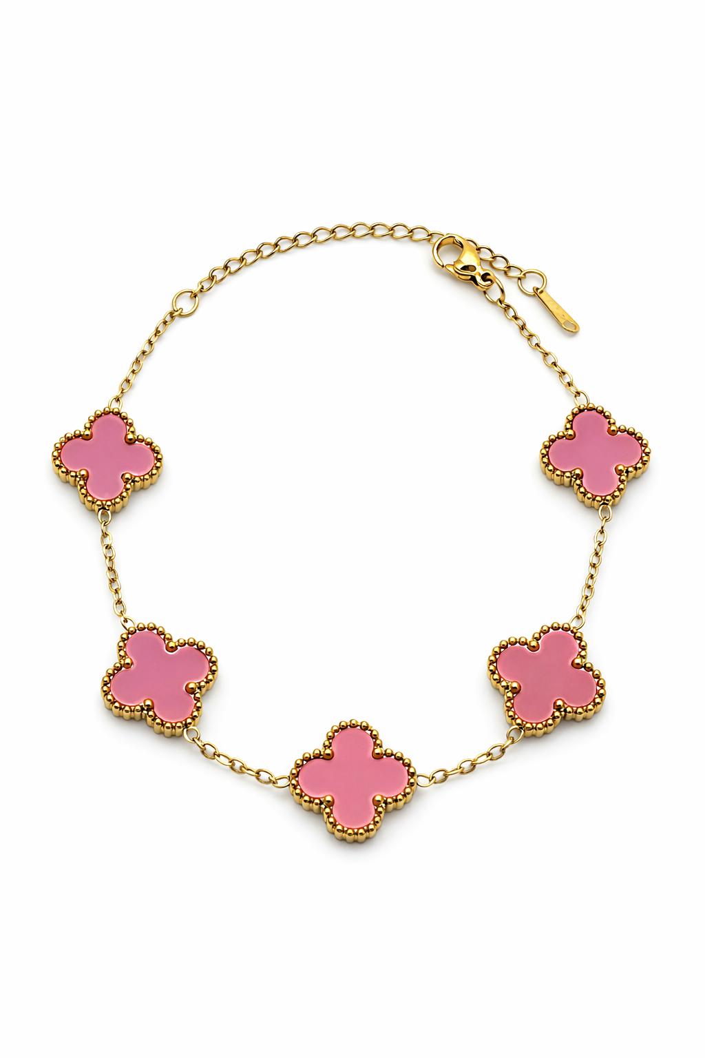 Pink clover bracelet